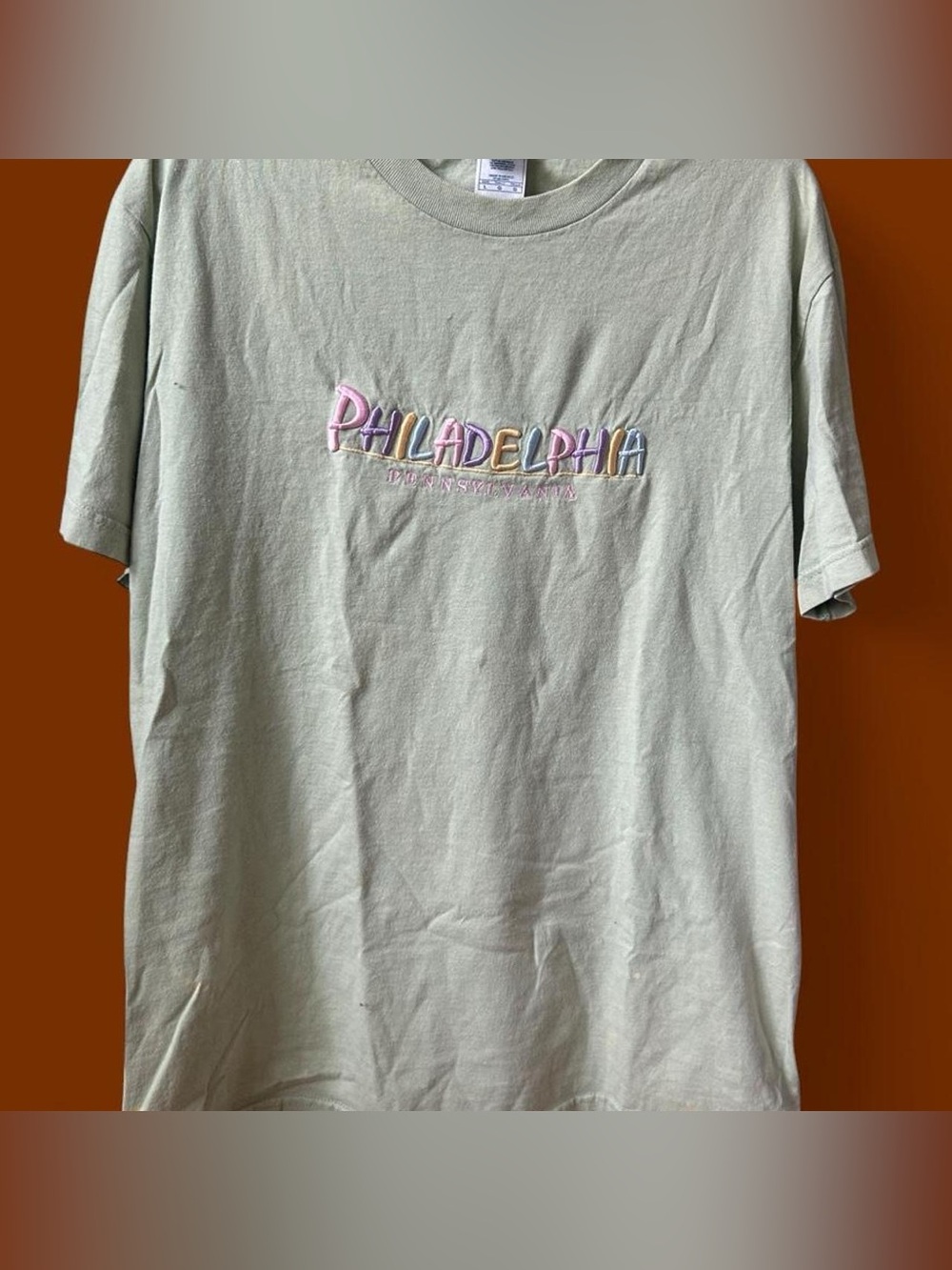 Philadelphia Embroidered Crewneck Tee - Light Sage